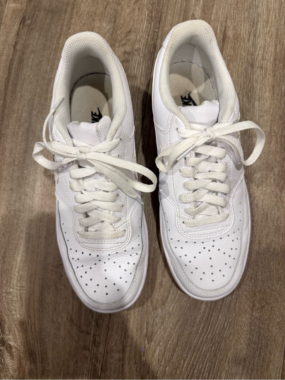 Nike Men's All-White Low-Top Leather Sneakers